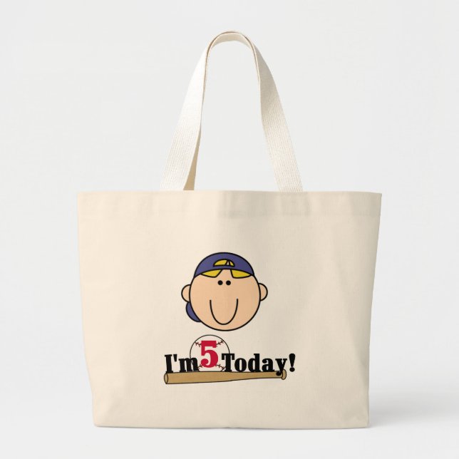 Bolso De Tela Gigante Blond Boy Baseball 5º cumpleaños (Frente)