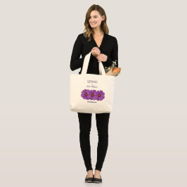 BOLSO DE TELA GIGANTE BLOOMING IN NJ, PURPLE COSMOS FLORAL TOTE BAG