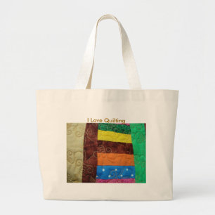 Bolso De Tela Gigante Bloque multicolor del edredón, amo el acolchar