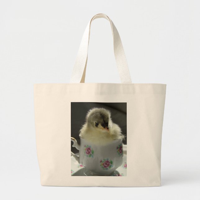 Bolso De Tela Gigante Blue Cochin Chick in Teacup (Frente)