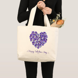 Bolso De Tela Gigante Blue Floral Heart Vintage Feliz Día de San Valentí