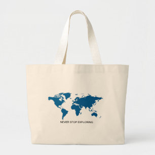 Bolso De Tela Gigante Blue Never Stop Explorando el Mapa Mundial