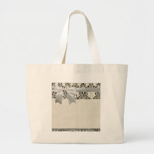 Bolso De Tela Gigante Boda Antigüedad Encaje Lino Blanco Clásico Bonito