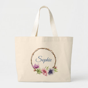 Bolso De Tela Gigante Boda de flores anémónicas de color agua