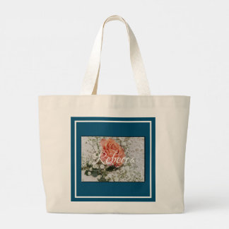 Bolso De Tela Gigante Boda floral de coral melocotón azul turquesa rosa 