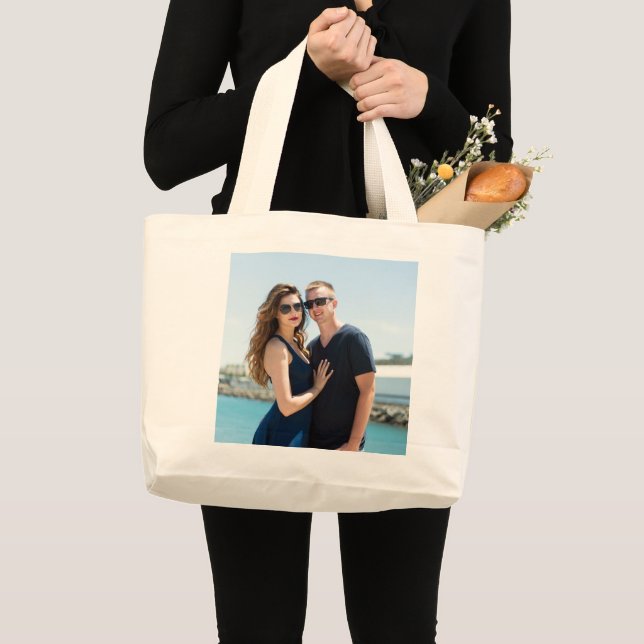 BOLSO DE TELA GIGANTE BODA PAREJA AGREGAR TOTE PERSONALIZADO FOTOGRÁFICO (Anverso (producto))