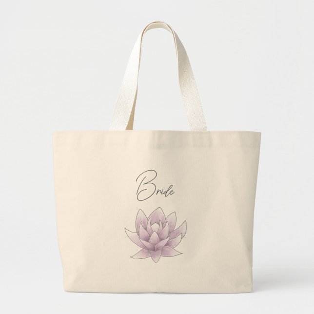 Bolso De Tela Gigante Boda Rosa Lotus Bride (Frente)