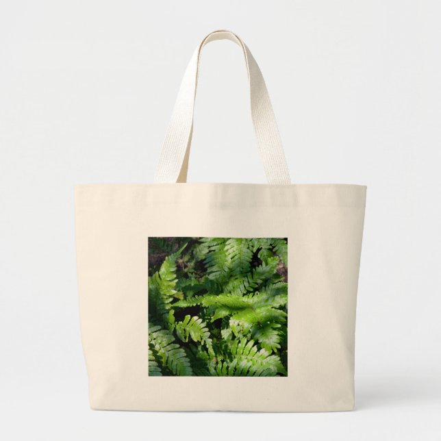 Bolso De Tela Gigante Boho botánico de Spring Green Ferns (Frente)