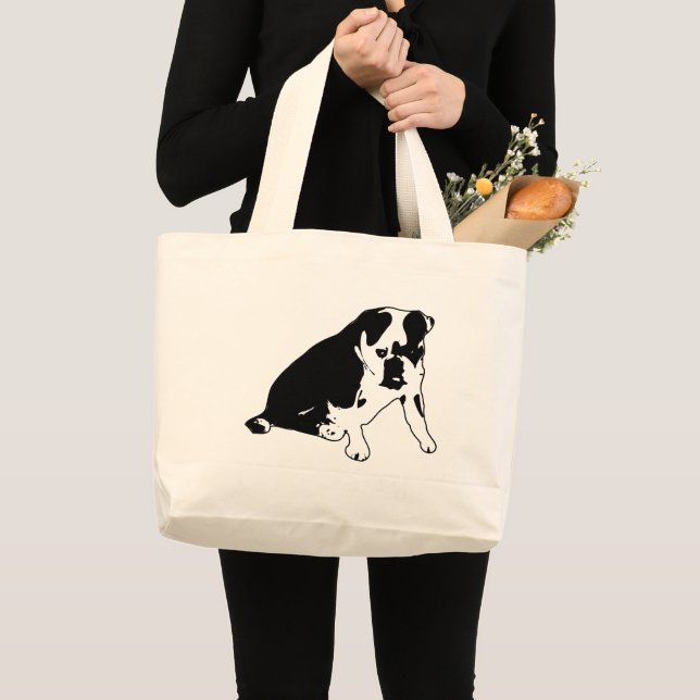 Bolso De Tela Gigante Bold Bulldog Silhouette Black and White Design (Anverso (producto))