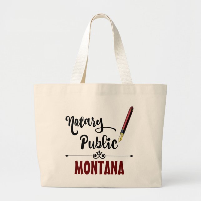 Bolso De Tela Gigante Bolígrafo de tinta pública del notario de Montana (Frente)