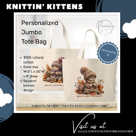 Bolso De Tela Gigante Bolso de mano gigante de gatitos tejiendo personal