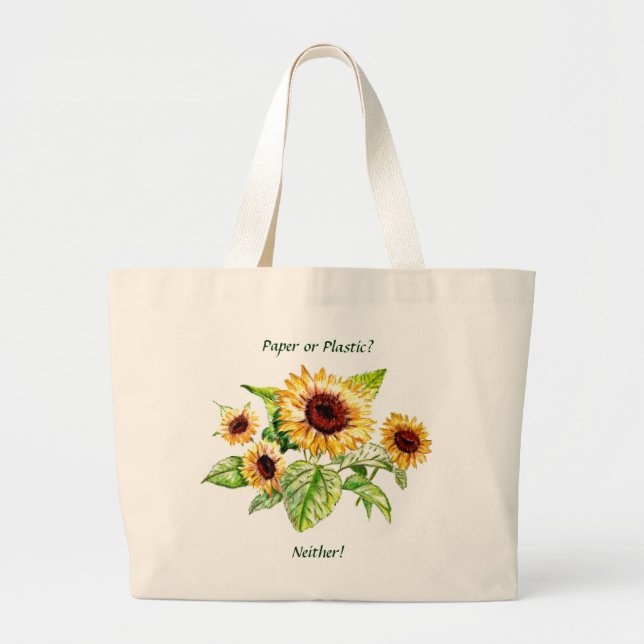 Bolso De Tela Gigante Bolso, girasoles (Frente)