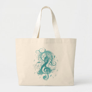 Bolso De Tela Gigante Bonitas notas de música fresca con remolinos de a
