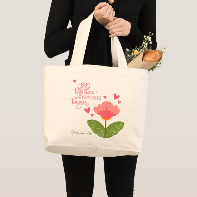Bolso De Tela Gigante Bonito Aventuras Florales Nombre De Inespiritivida (Anverso (producto))