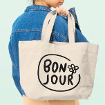 Bolso De Tela Gigante Bonjour Sencillo y moderno saludo francés floral<br><div class="desc">Bonnjour Simple Modern Floral French Greeting Tote Bags presenta un diseño sencillo y moderno con el texto "Bonjour" en tipografía de escritura moderna. Creado por Evco Studio www.zazzle.com/store/evcostudio</div>