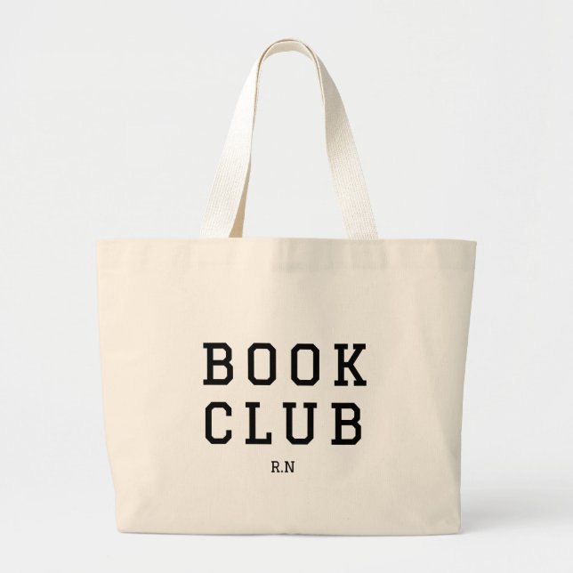 Bolso De Tela Gigante Book Club Monogram Gift For Readers (Frente)