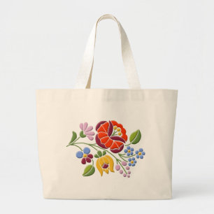 Bolso De Tela Gigante Bordado de Kalocsa - arte popular húngaro