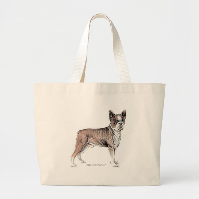 Bolso De Tela Gigante Boston Terrier (Frente)