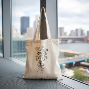 Bolso De Tela Gigante Bouquet floral minimalista