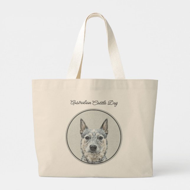 Bolso De Tela Gigante Bovinos australianos Perro Azul Heeler Arte Perro  (Reverso)