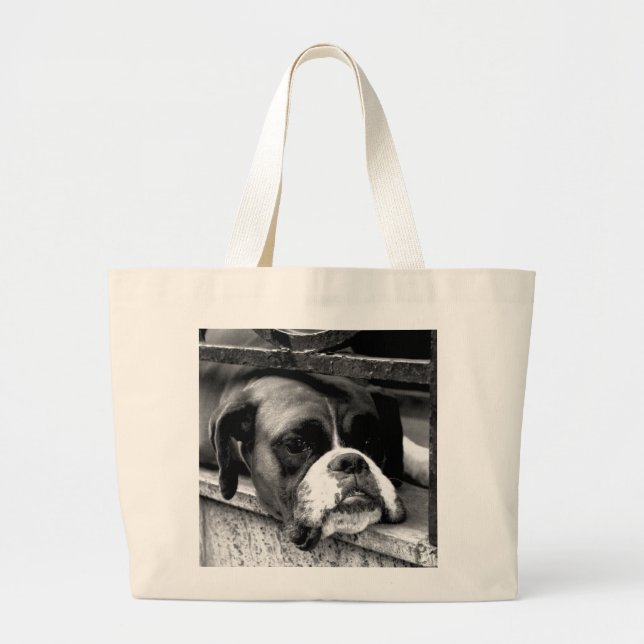 Bolso De Tela Gigante Boxer Dog En Windowsill jtcna (Frente)