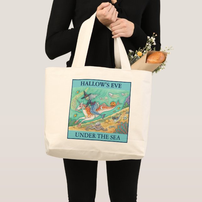 BOLSO DE TELA GIGANTE BRAZA DE MERMAID, HALLOWEEN MERHORSE JUMBO TOTE BA (Anverso (producto))