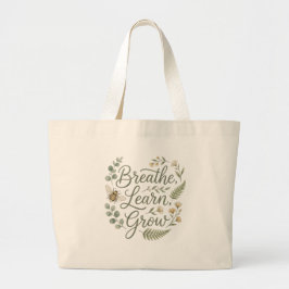 Bolso De Tela Gigante Breathe Learn Grow Botanical gift for School staff