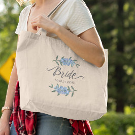 Bolso De Tela Gigante Bridal Party Blue Floral Bride Personalizado