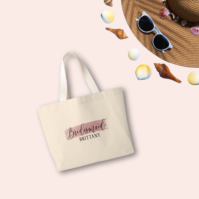 Bolso De Tela Gigante Bridesmaid Elegant Script Tote Bag (Bridesmaid Tote Bag | Custom Bridal Party Gift with Name | Beach Ready Wedding Weekend Tote)
