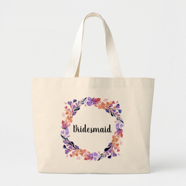 Bolso De Tela Gigante Bridesmaid Floral Wreath (Frente)