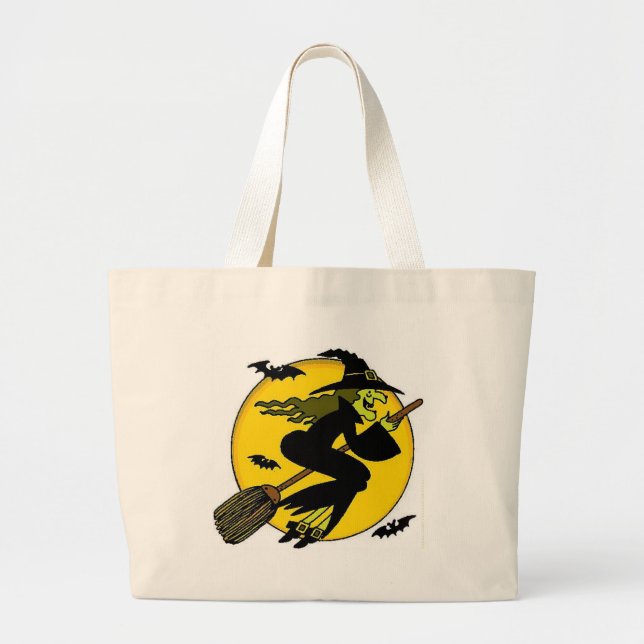 Bolso De Tela Gigante Bruja en la escoba (Frente)