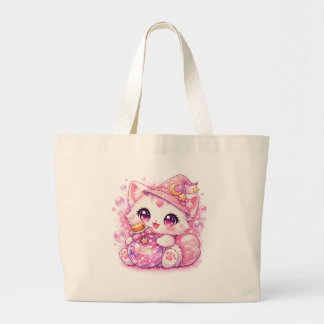 Bolso De Tela Gigante Bruja Gatito Poción Kawaii