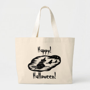Bolso De Tela Gigante brujas voladoras espeluznantes en halloween