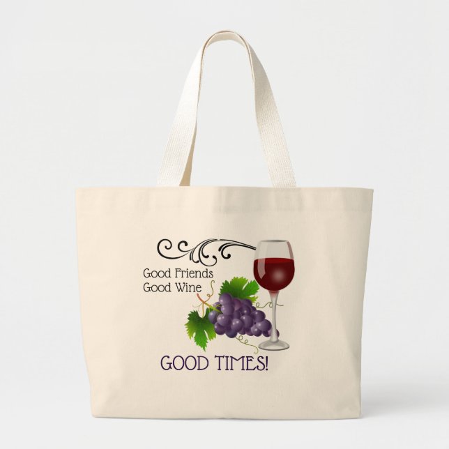 Bolso De Tela Gigante Buenos amigos, buen vino (Frente)