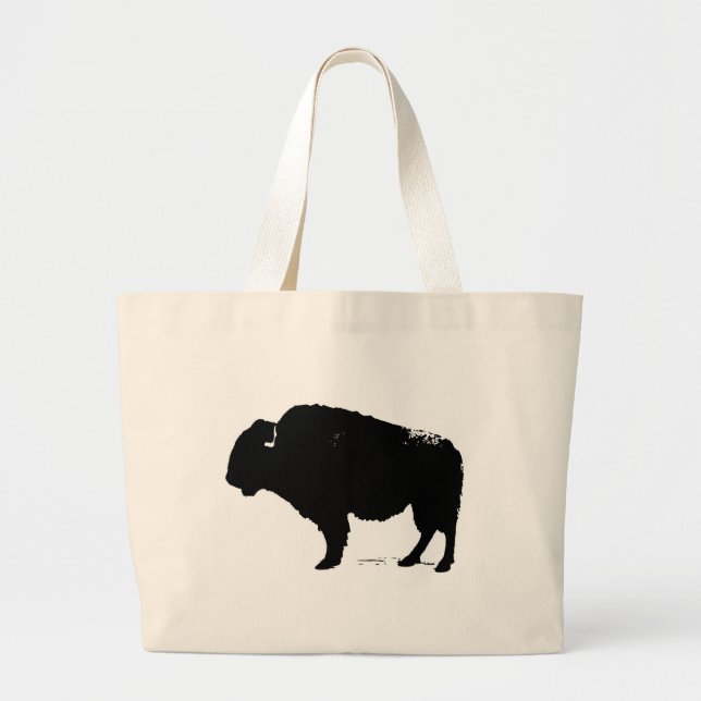Bolso De Tela Gigante Búfalo de arte pop negro y blanco (Frente)