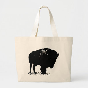 Bolso De Tela Gigante Búfalo de Bison Black & White Pop Art