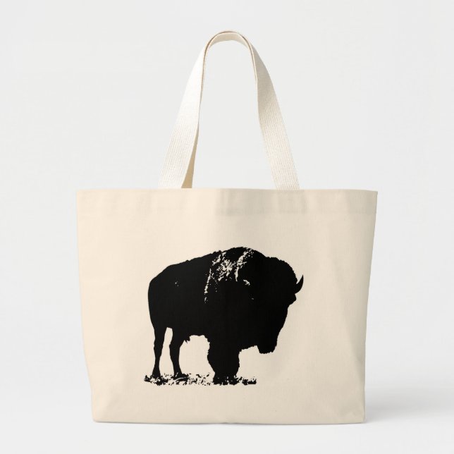 Bolso De Tela Gigante Búfalo de Bison Black & White Pop Art (Frente)