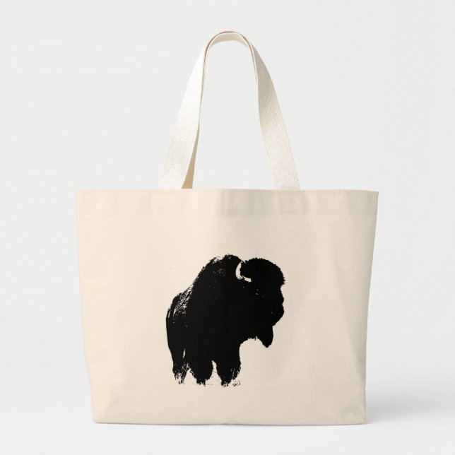 Bolso De Tela Gigante Búfalo de Bison Black & White Pop Art (Frente)