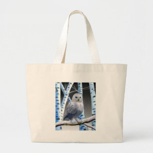 Bolso De Tela Gigante Búho de ojos azules de la nieve