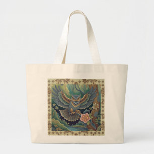 Bolso De Tela Gigante Búho hermoso esparciendo sus alas y estilo de bati