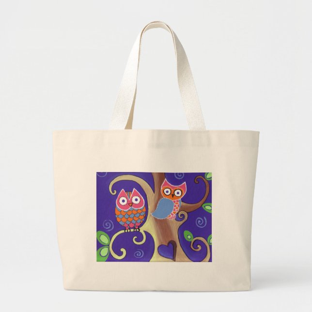 Bolso De Tela Gigante Búhos crepusculares (Frente)