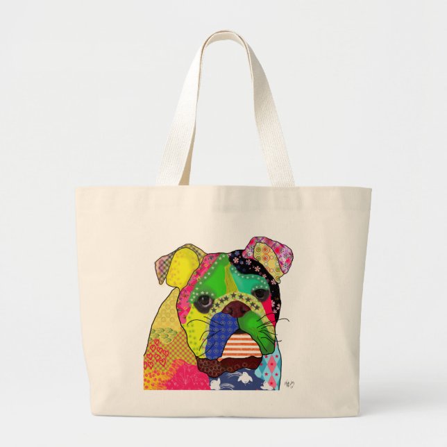 Bolso De Tela Gigante Bulldog de trabajo en mosaico (Frente)