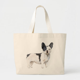Bolso De Tela Gigante Bulldog francés blanco y negro