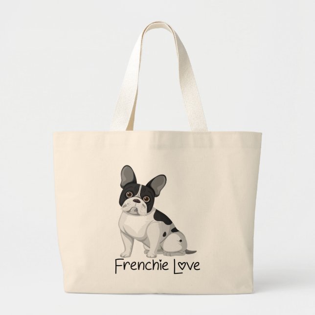 Bolso De Tela Gigante Bulldog francés lindo Regalo Frenchie Mamá Perro L (Frente)