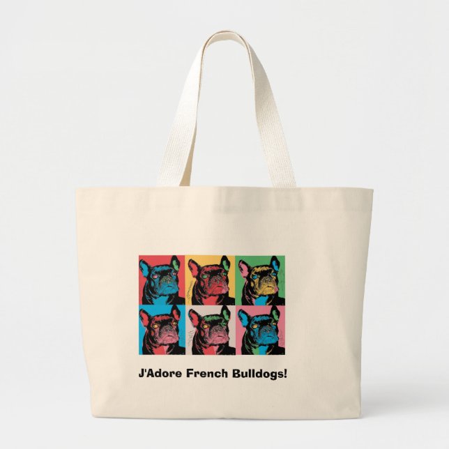 Bolso De Tela Gigante ¡Bulldoges franceses de J'Adore! (Frente)