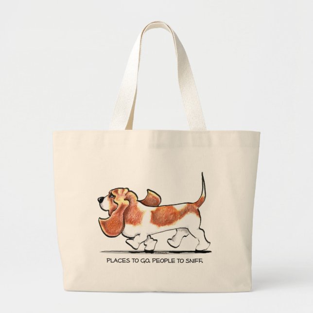 Bolso De Tela Gigante Busy Basset Hound (Frente)