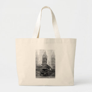 Bolso De Tela Gigante BW Black & White London Bus & Big Ben