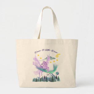 Bolso De Tela Gigante Caballo acuarela volando sobre montañas