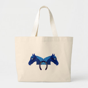 Bolso De Tela Gigante Caballo Azul Doble Y Herradura