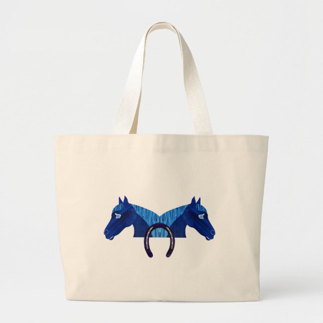 Bolso De Tela Gigante Caballo Azul Doble Y Herradura (Frente)